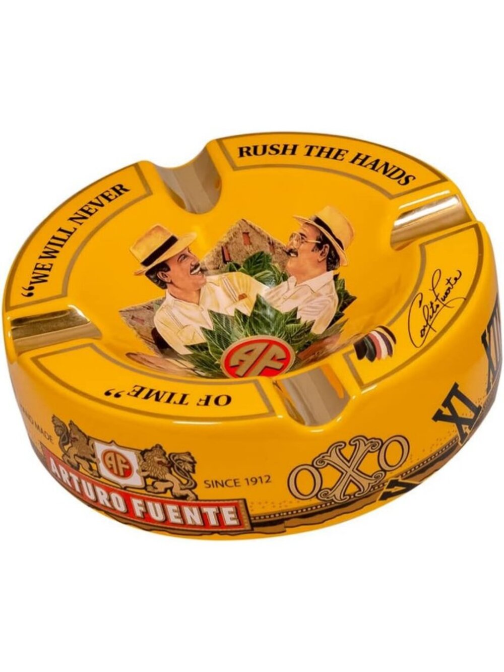 Elegant Cigar Ashtray for OpusX Lovers - Hands of Time Design, Yellow Accent